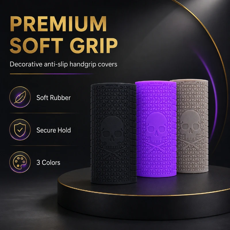 Skull Embossed Soft Rubber Grip Sleeve Sweat Resistant Textured Hobby Model Handle Protector