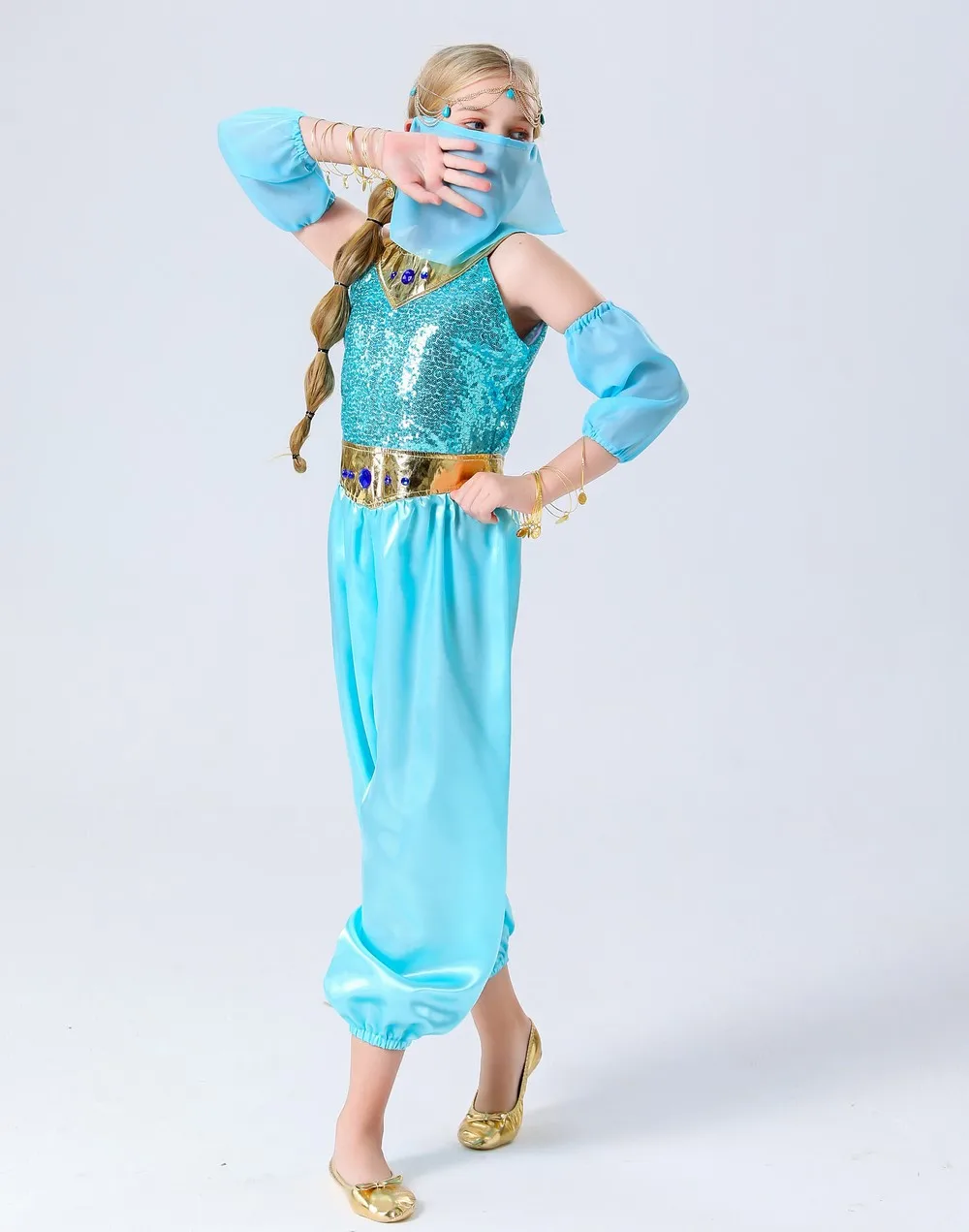 Kinder Cosplay Prinzessin Jasmin Bühne Performance Kostüm