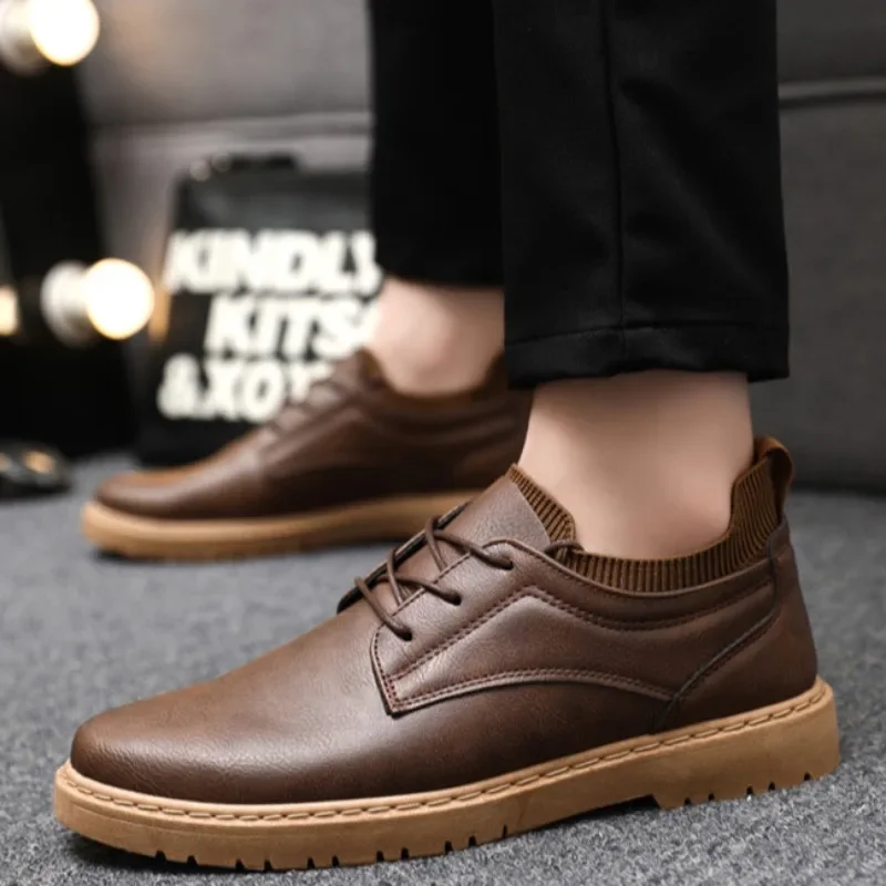 2025 New Men's Casual Shoes Fashion Handcrafted Leather Shoes Classic Business Oxford Dress Shoes for Men Luxury Lace Up Loafers