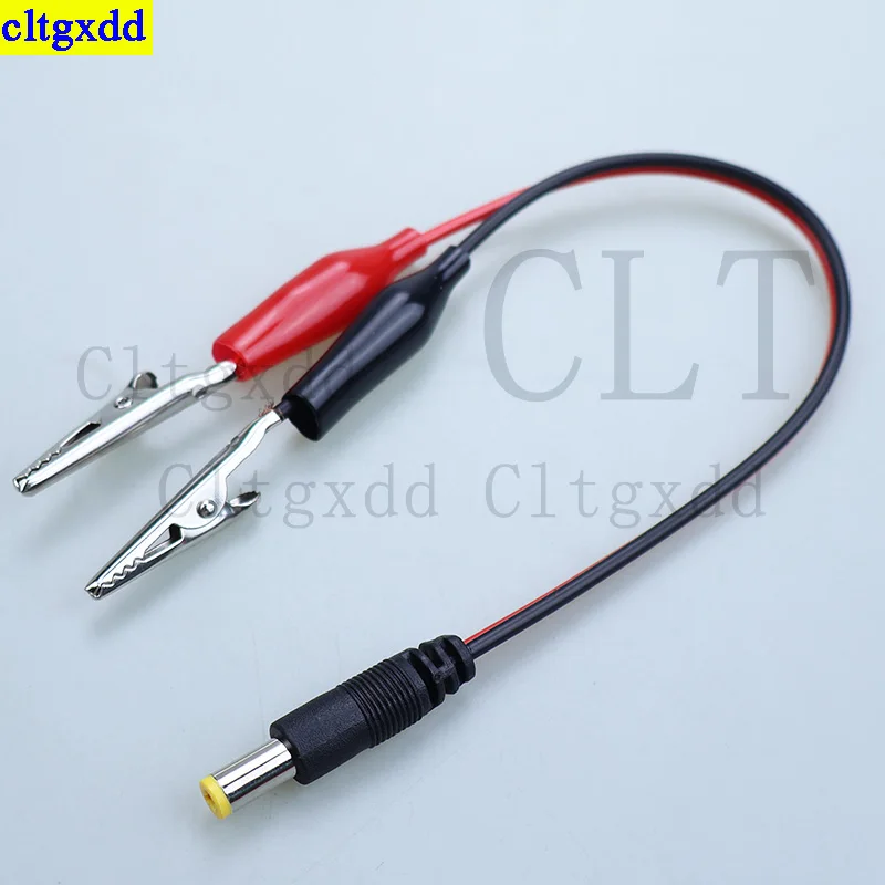 Cltgxdd 1-5 piezas DC conector de enchufe macho y hembra clip de cocodrilo 5,5x2,1mm cable de prueba de alimentación CC conector de cable de cocodrilo