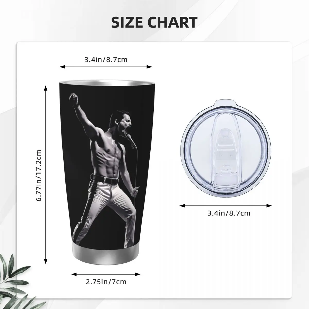 Freddie Mercury Powerful Stage Pose Stainless Steel Tumbler Vacuum Insulated Mug Thermal Cold Cups Straws With Lid 20oz