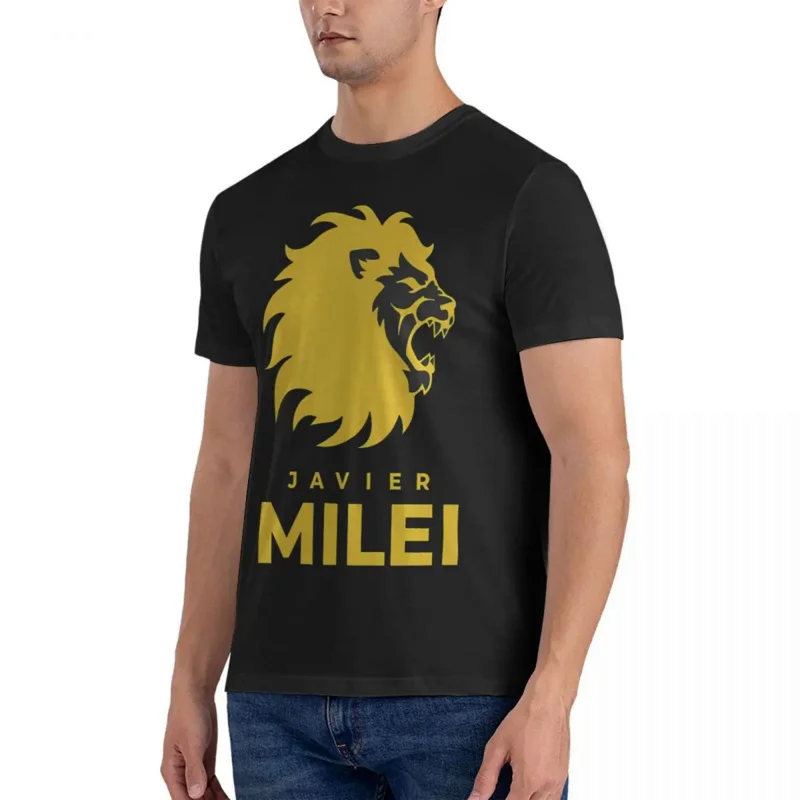 Creative Miley Logo T-Shirt Men Round Neck 100% Cotton T Shirts Javier Milei Short Sleeve Tee Shirt Printed Tops