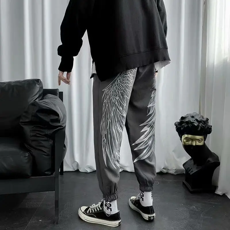 Sweatpants for Men Hip-hop Baggy Fleece-lined and Extra Thick Trousers Casual Autumn Winter Retro Comfortable Man Sports Pants