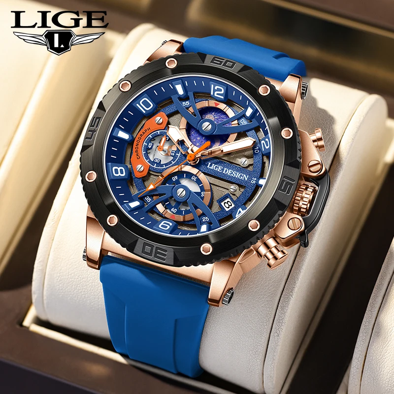

LIGE 2025 New Luxury Mens Watch Fashion Sports Dive Watches Men Waterproof Luminous Chronograph Quartz Wristwatches Reloj Hombre