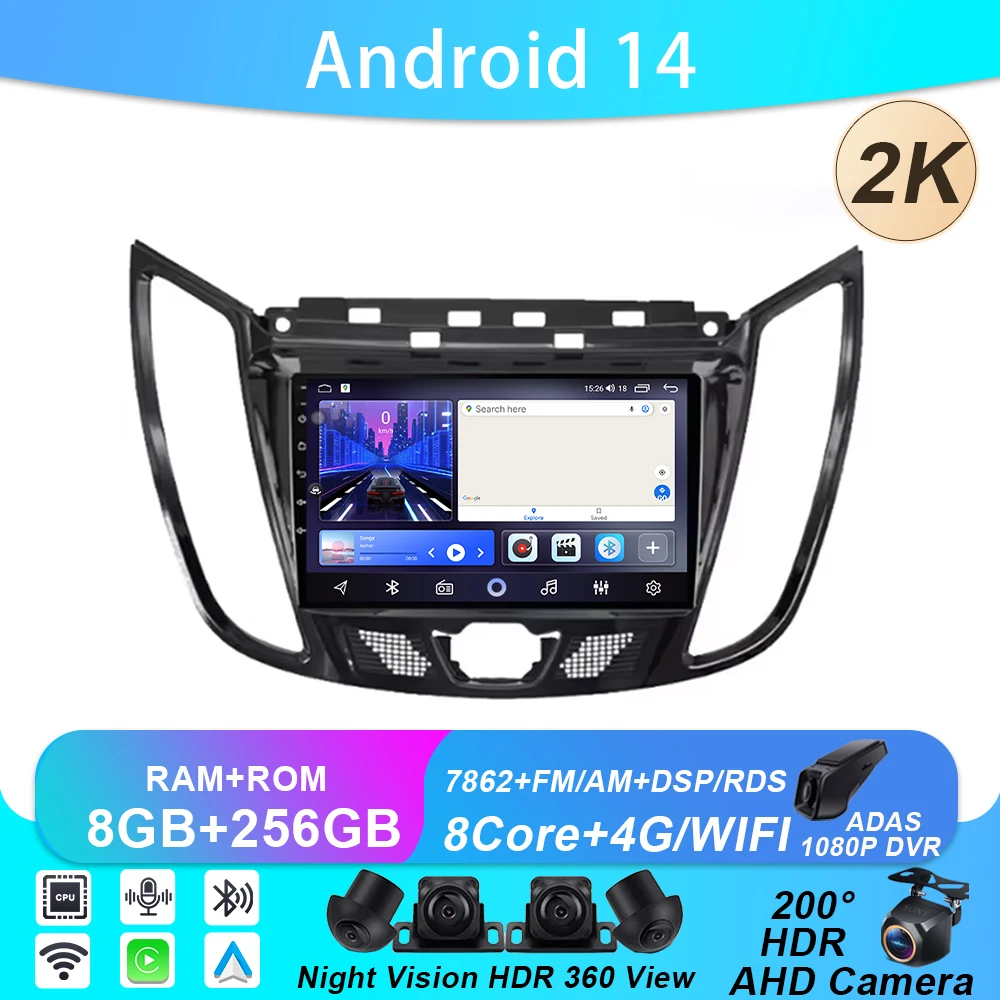 Car Radio For Ford Kuga 2 Escape 3 2012-2019 Autoradio GPS Audio Multimedia Video Player Carplay 4G Navigation GPS No 2din DVD