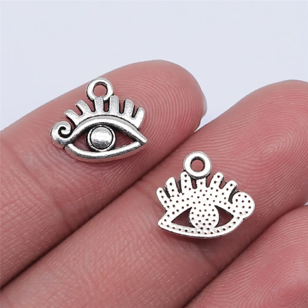 10Pcs Retro13*11mm Tribal Totem Eye Pendant Charm for Necklace Earring Bracelet Making DIY Jewelry Accessory Finding