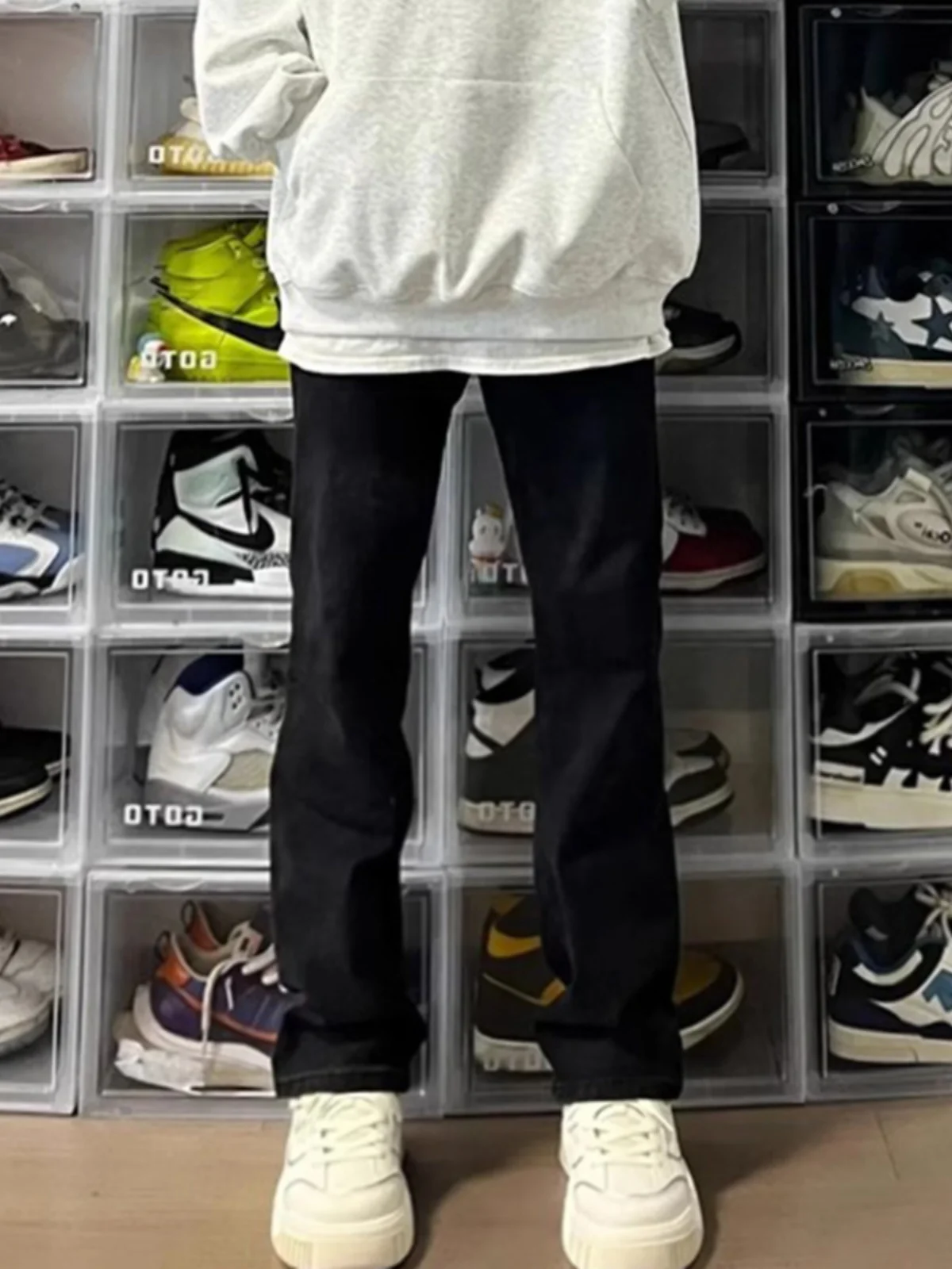 

Pure Bla Fce Lined Jeans Men's Winter Tall Slim Straight Leg American Vibe Elastic Denim Pants Youth Faion Wear Resistant