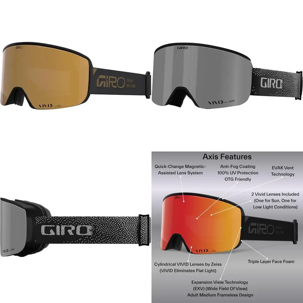 

Quick Change Snowboard Goggles for Men with 2 VIVID Lenses, Anti-Fog Vent Tech, OTG Compatibility, Suitable for Skiing and Snowb