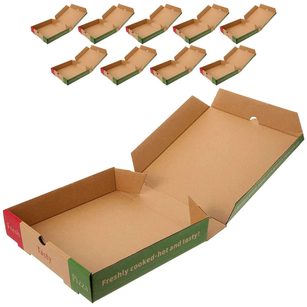 10 Pcs Pizza Box Take Out Container Boxes for Party Wrapping Wake up Paper Cases