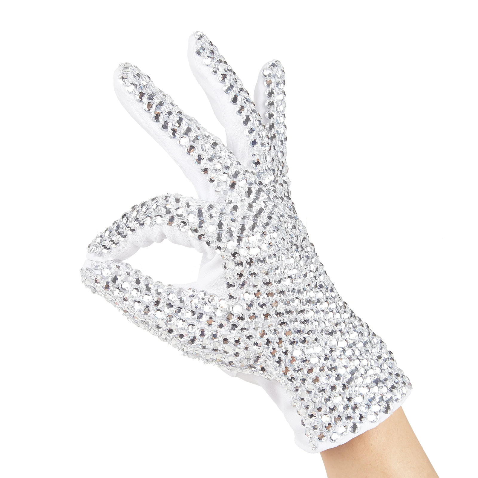 Billie Jean Classico MJ Michael Jackson Strass Ultimate Collection Guanto Di Cristallo Fatti A Mano 100% Singolo Lato