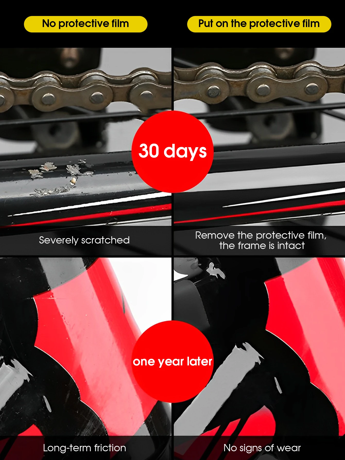 Bicycle Chain Protection Sticker Mountain Bike Care Chain Sticker Folding Frame Protective Film Anti-scratch Rhino Skin Sticker