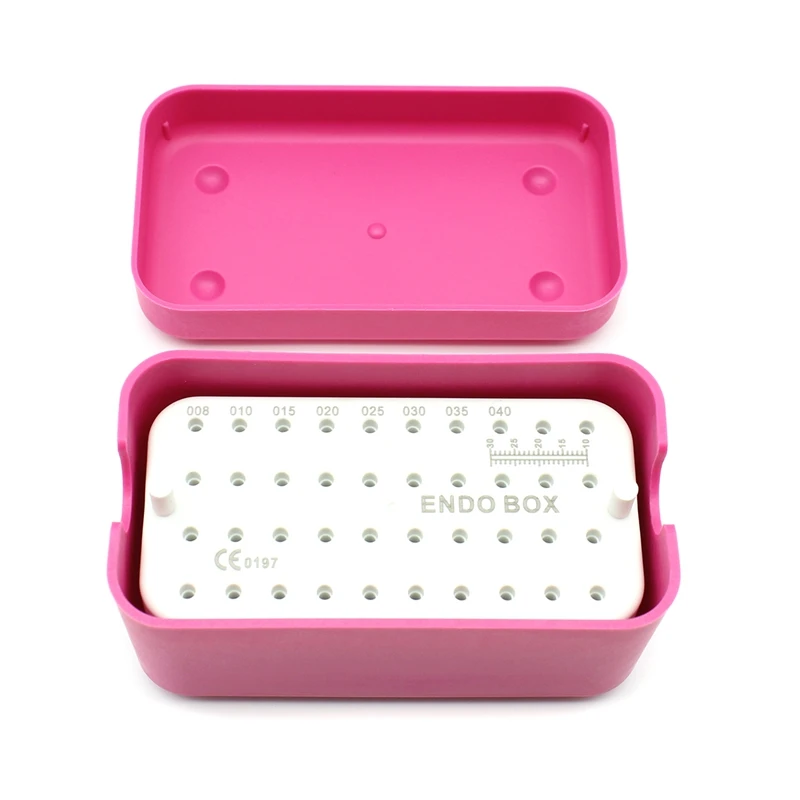 

1pcs 40 Holes Dental Plastic Endo Box With Ruler Files Bur Holder Clean dental Sterilization box Tools