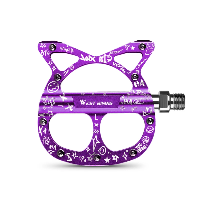 AliExpress West Biking WEST BIKING Bicycle Pedals 3 Bearing Cat Shaped MTB Road Bike Pedals Aluminum Alloy Seal Bearings Cycling Pedals Bicycle Parts