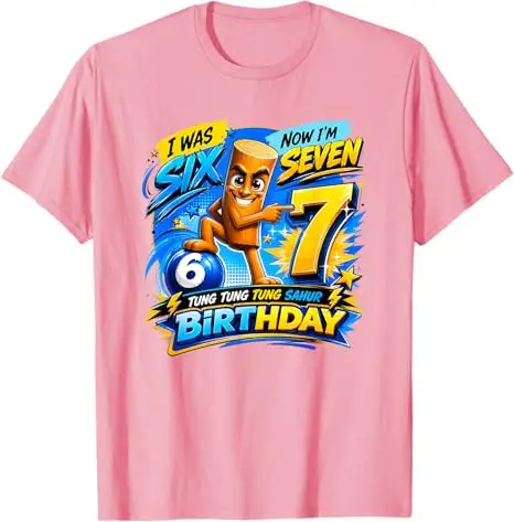 67 Italienisches Brainrot Tung Tung Sahur Six Seven Meme Geburtstags-T-Shirt Y2k Süßes 7. Geburtstag Geschenk für Jungen Neuheit Geschenk 7 Jahre alt Kleidung – Detail 3