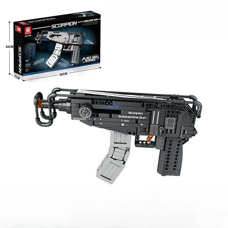 77029 Scorpione Mitragliatrice Modello Kit di Montaggio 566 Pz Mattoni Armi Militari Serie Giocattoli FAI DA TE Building Blocks Ragazzo Regalo di Festa