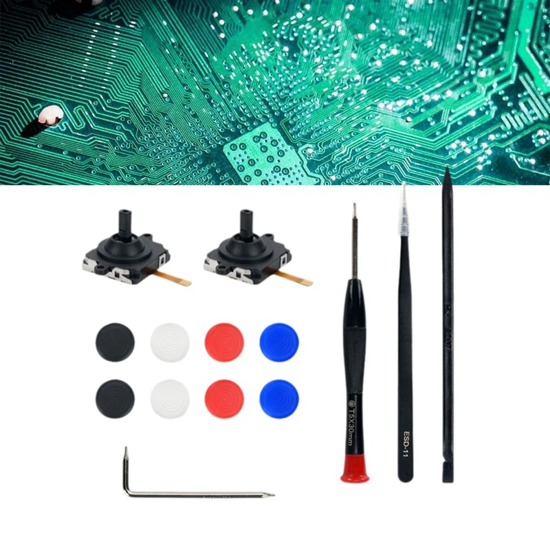 Reemplazo para Meta Quest 3 VR mango 3D Joysticks analógicos Thumb Stick con 8 piezas funda de silicona + herramienta de desmontaje
