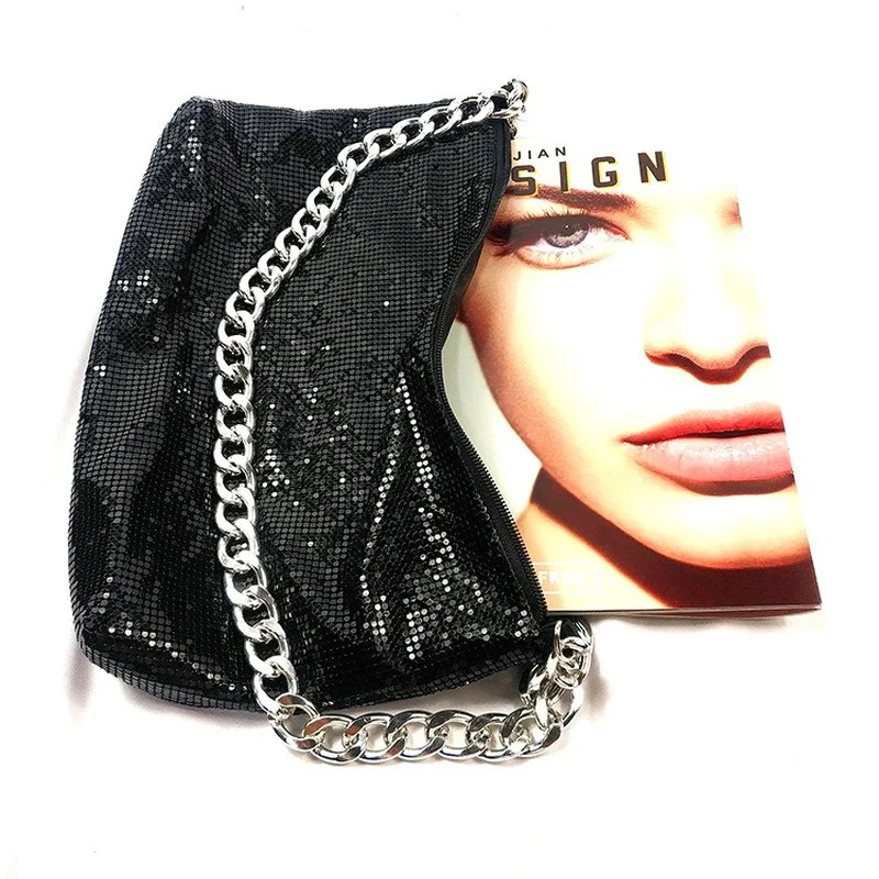 2022 New Sequin Thick Chain Large Capacity Shoulder Snake Print Designer Handbags for Women Luxury Handbags Women Bags Designer