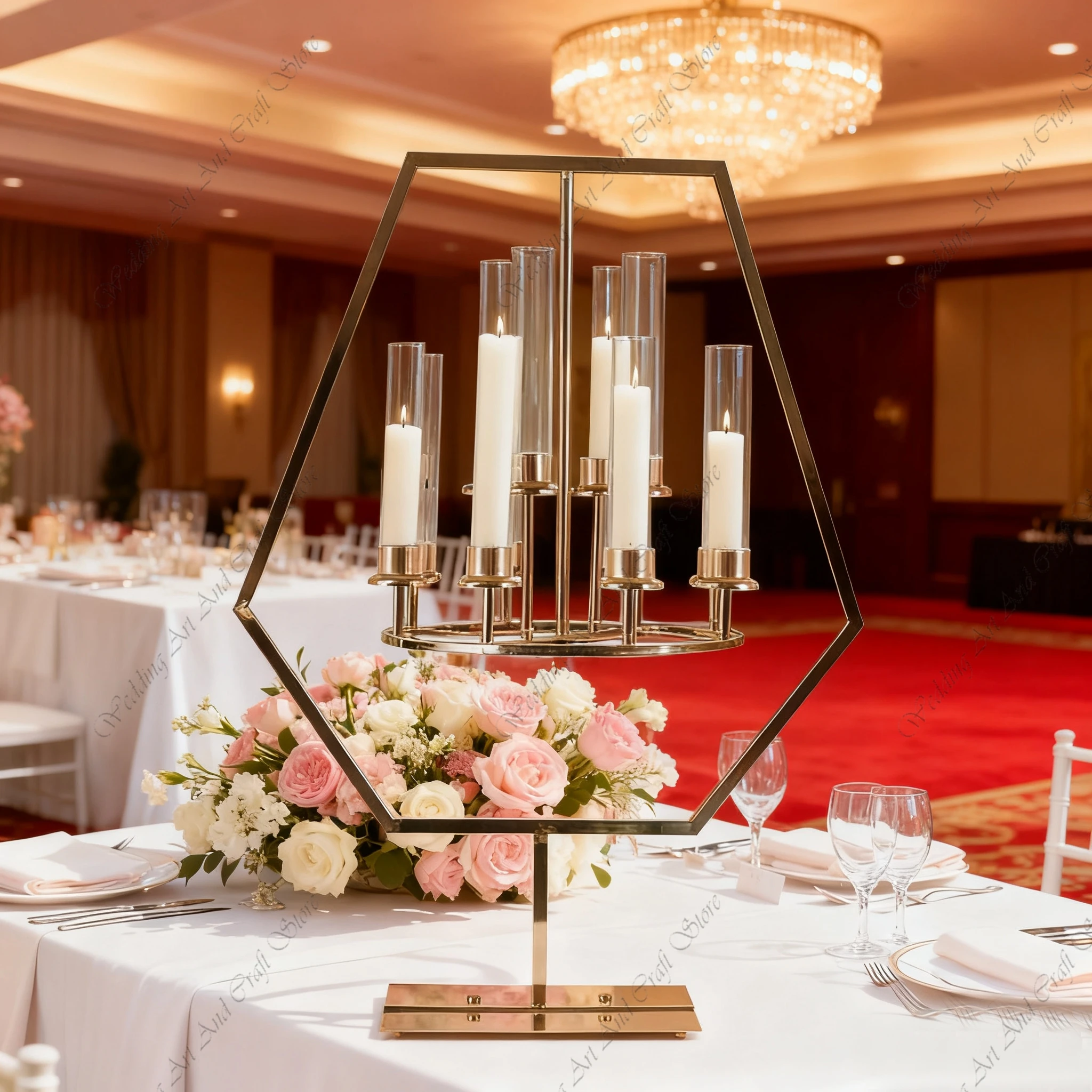 

4pcs f30 10Arms Crystal Candlestick 10 Arm Metal Candle Holder Candelabra Wedding Table Centerpieces Decoration Stand ivy 265