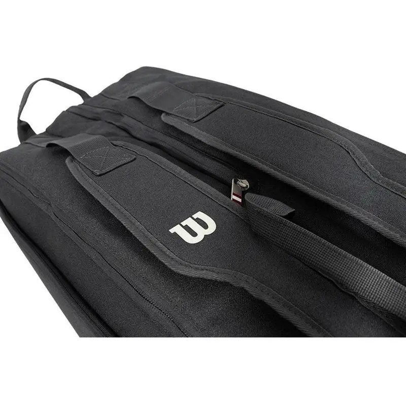 2025 Wilson Mochila de tênis 6PK 12PK Bolsa de raquete de tênis esportiva multifuncional de grande capacidade clássica preta com isolamento térmico