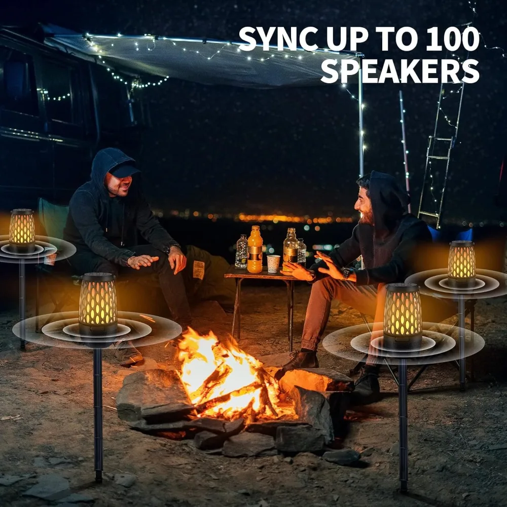 

2 Pack 10W Outdoor Bluetooth 5.3 Speakers, Waterproof, Sync up to 100, Flame Lamp for Party, Gifts for Men & Women