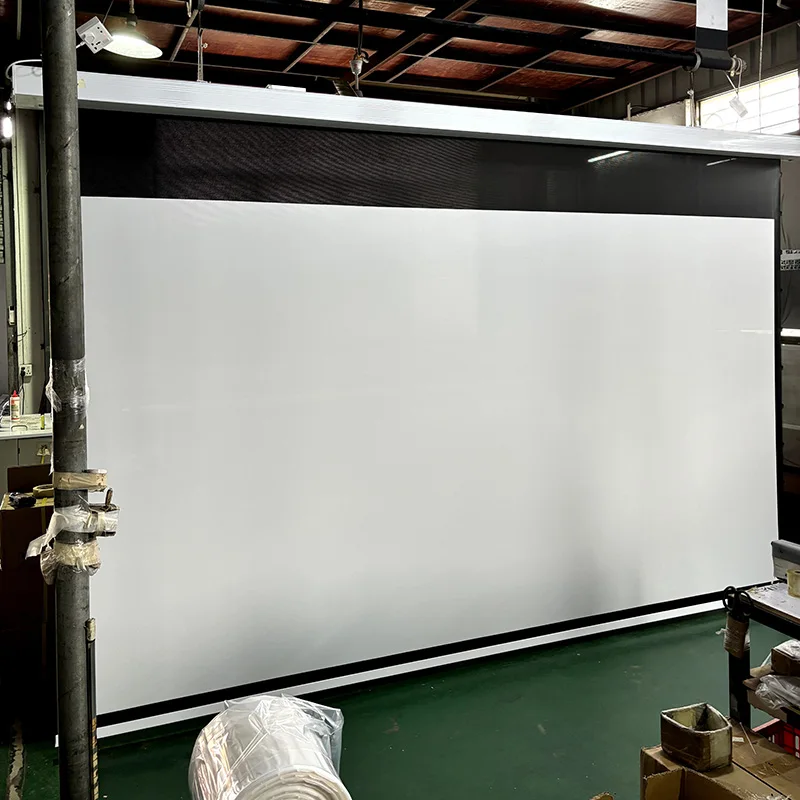 

120 Inch + 130Inch 16:9 Electric Ceiling Recessed Projector Screen with Sound Transparent PVC Perforated Tab Tension