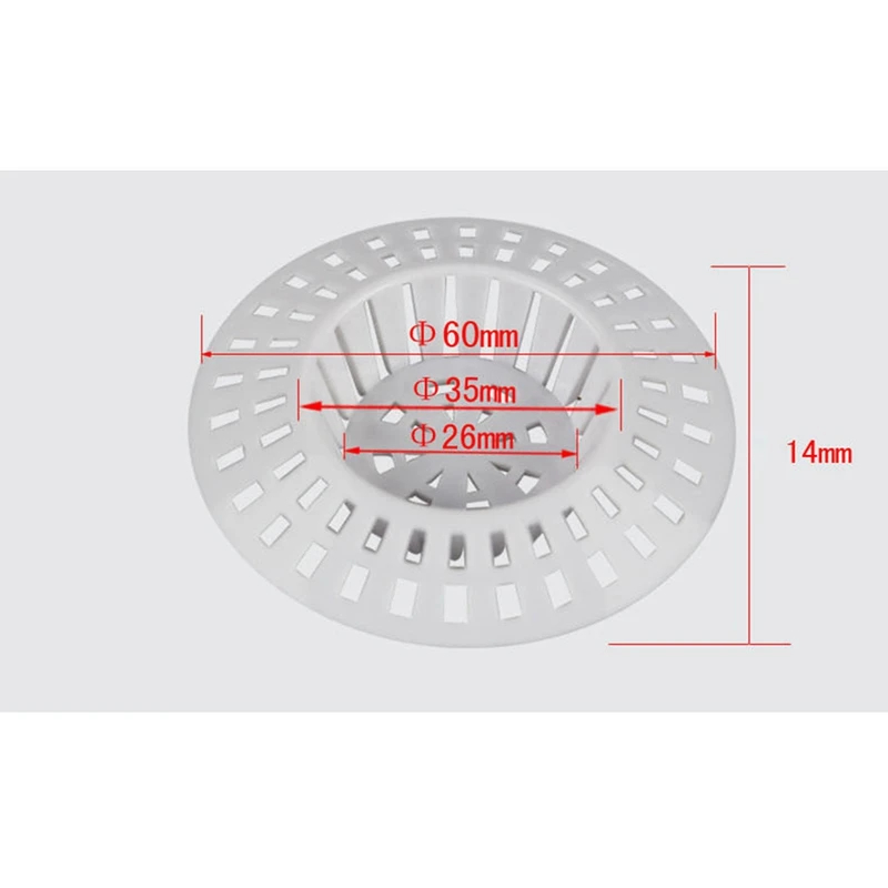 5Pcs Washbasin Anti Blocking Filter Plastic Grid Drain Hole Filter White Diameter 60Mm