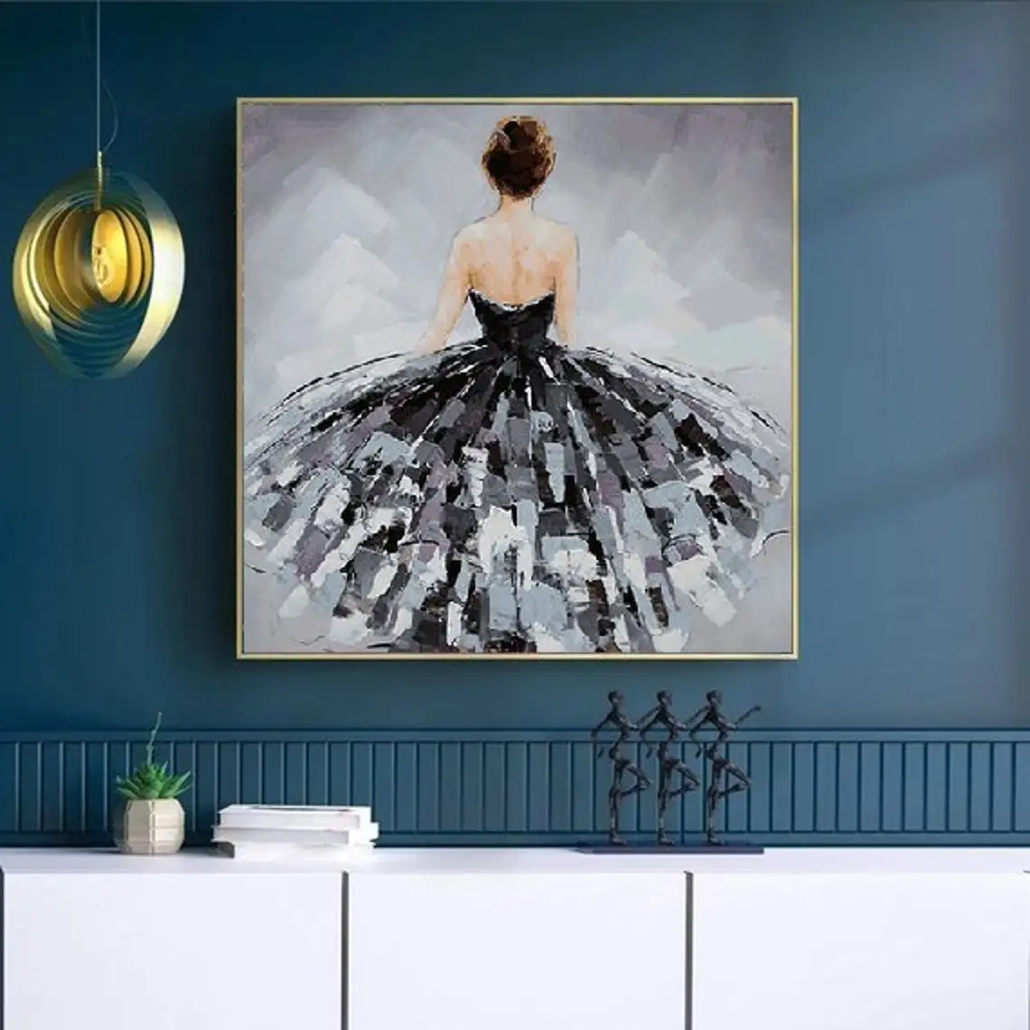 Ballerina Fine Art Dancer Oil Painting On Canvas Ballerina Girl Is Like Bride In A Wedding Dress Original Female Ballet Artist