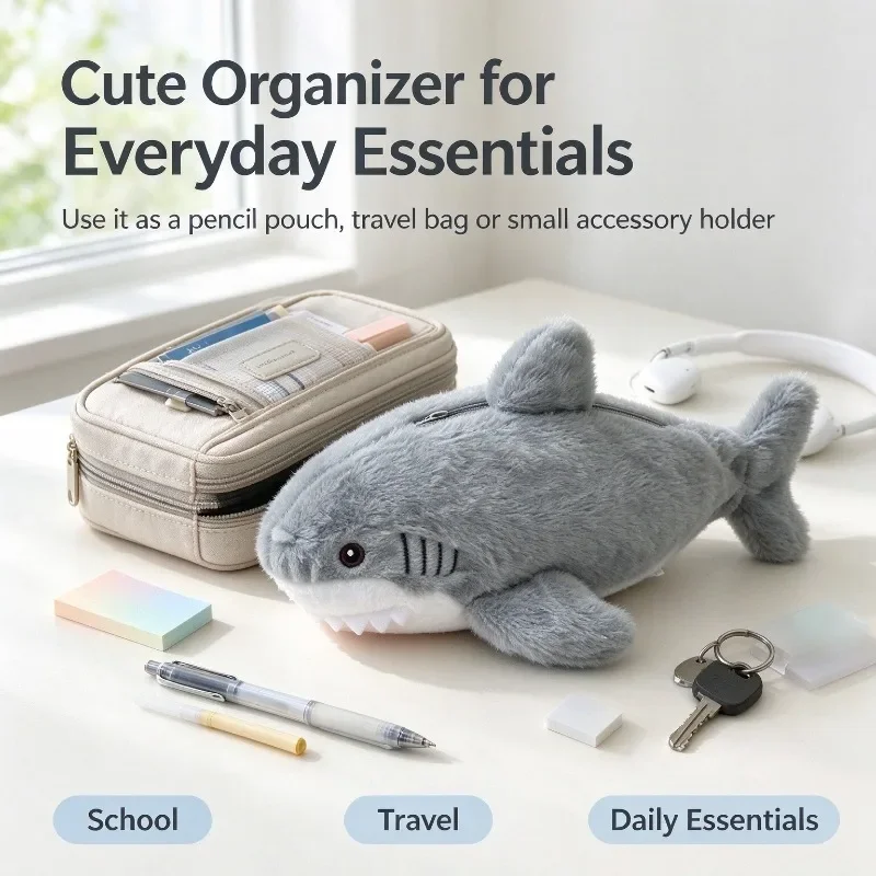 Kawaii Fluffy Plush Pen Bag Healing Stress Relief Stationery Storage Pouch Portable Cute School Accessory for Teens Students