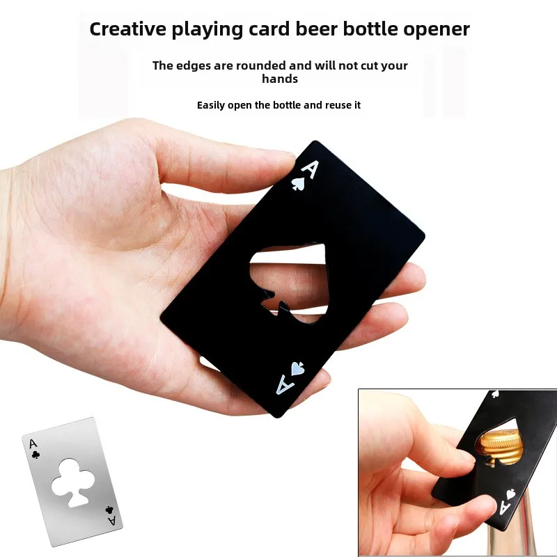 1PC Creative Poker Card Beer Bottle Opener Stainless Steel Playing Card Shaped Can Opener Kitchen Tools Can Opener Bar Tool