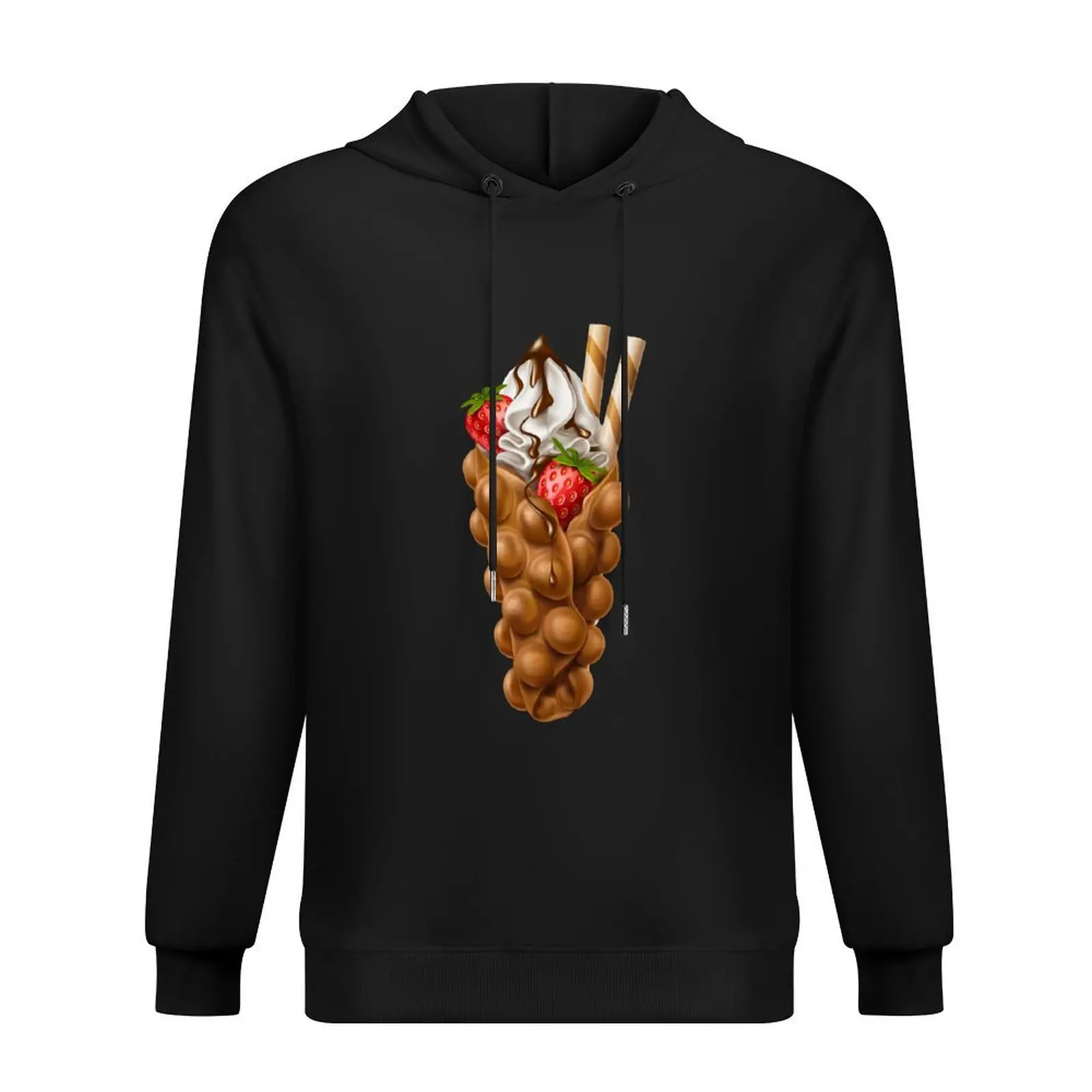 

Egg Bubble Waffle Vanilla Ice Cream with Strawberry and Chocolate Topping Hoodie autumn new products autumn hoodie