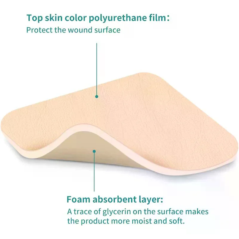 Borderless Foam Dressing Waterproof and High Absorbency Square Shaped Wound Care Bandage Silicone Pad for First Aid
