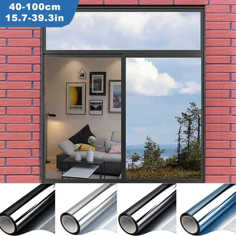 40-100cm One Way Window Privacy Tint Film Mirror Anti Look Vinyl House For Home Foil Non Adhesive Glass Static Cling Stickers