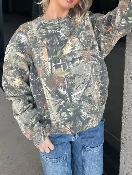 

Abstract Print Round Neck Loose Long Sleeved Sweatshirt for Autumn and Winter Women's Casual Loose Long Sleeved Sweatshirt Top