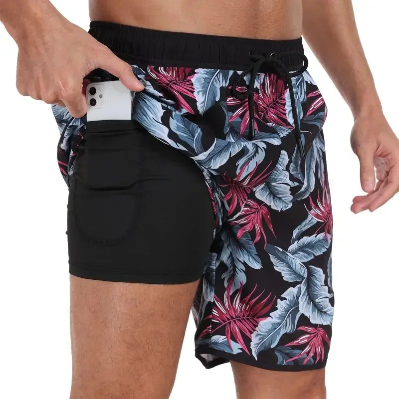 Men's Swimming Trunks Large Size Professional Double-layer Swimming Trunks Men's Swimming Trunks ﻿Clothing