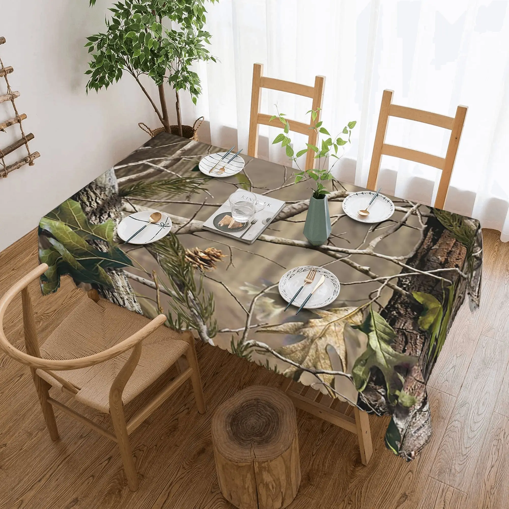 

Customized Real Tree Mossy Oak Rectangular Tablecloth Oilproof Table Cover for Dining Events Table Cloth