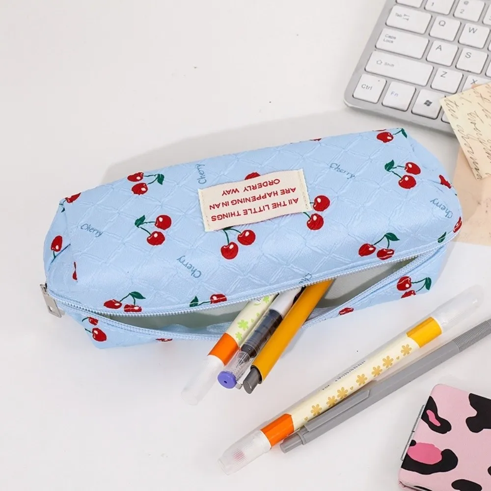 Kawaii Cherry Print Pencil Case Large Capacity Pen Bag Pencil Pouch Students