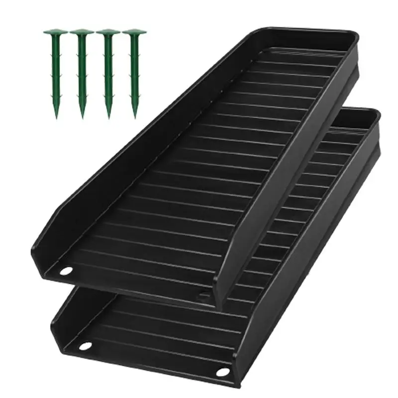 

Rain Gutter Splash Block Rain Gutter Guard Tray Extender For Water Drainage Prevent Soil Erosion 2pcs With Nails For Ground