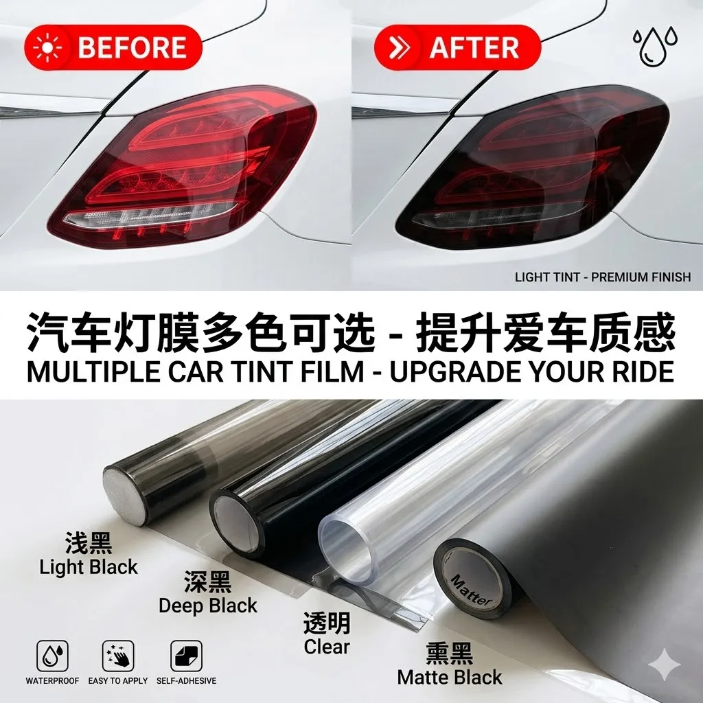 Glänzende Rauchschwarze Auto-Scheinwerfer-Rücklicht-Tönungsfolie Vinyl-Wrap Schutzfolie für Autolicht-Schutz Wasserdicht – Detail 5