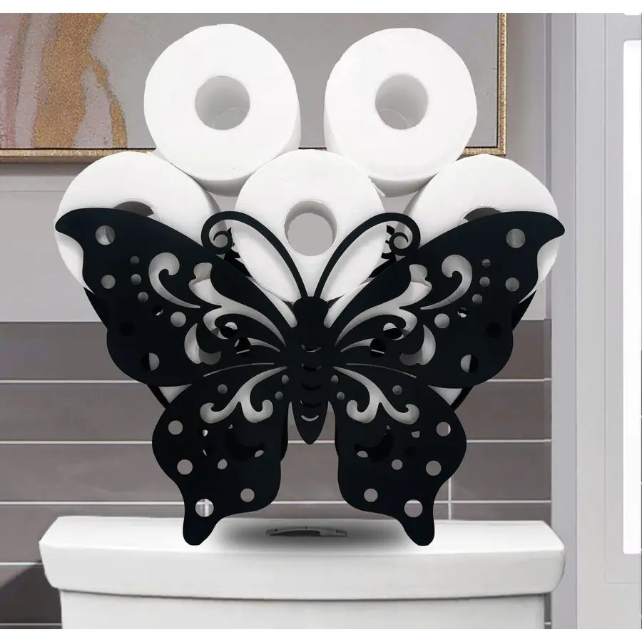 

Черный металлический держатель для туалетной бумаги, декоративный держатель для бумаги в виде животного, отдельно стоящий органайзер для ванных комнат, вмещает 8 дополнительных рулонов.