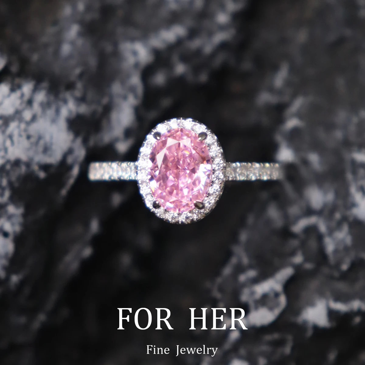 

ForHer 100% 925 Sterling Silver Oval Cut Pink High Carbon Diamond Topaz Gemstone Engagement Couple Rings Jewelry