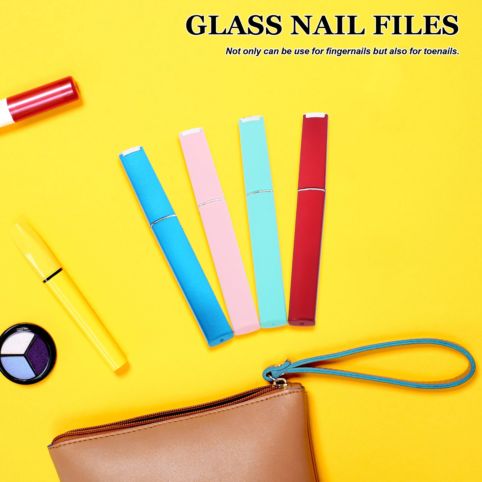 

4Pcs Nail File Set Crystal Glass Nail Files Tempered Double Side Surface for Natural False Nails Extensions Manicure