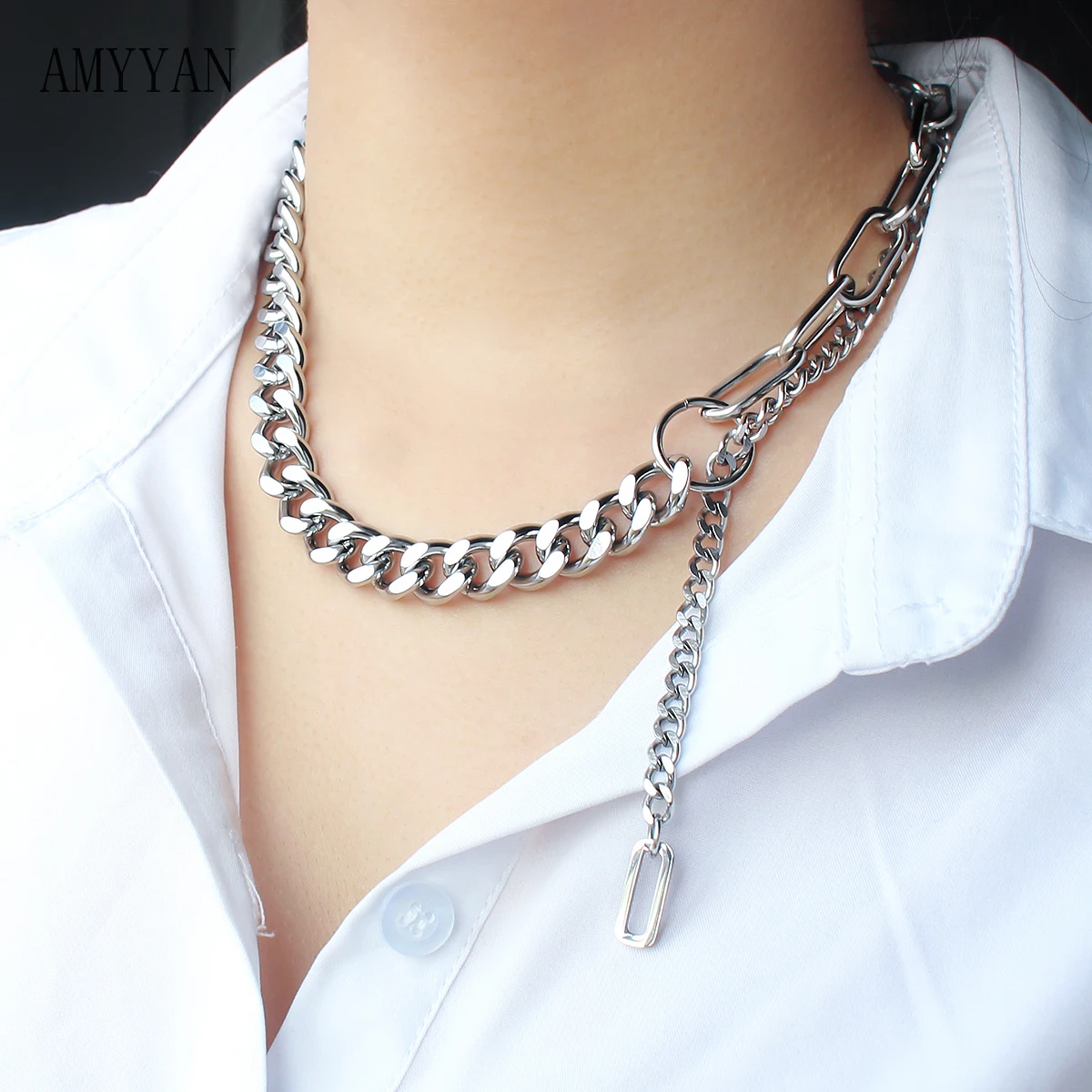 

New 316L Stainless Steel Silver Color Romantic Necklace Women Exquisite Double Chian Necklaces Jewelry Gifts 2025