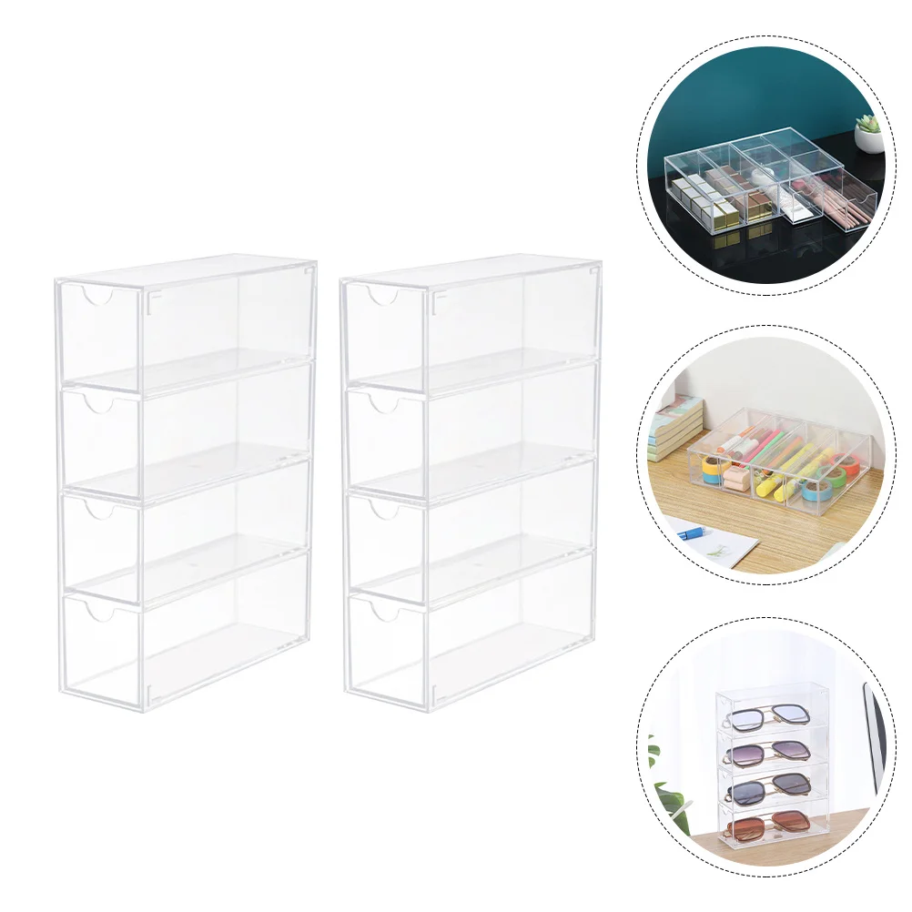 

2Pcs Transparent Sunglasses Display Box Sturdy Acrylic Eyeglass Storage Case Dust-Proof Jewelry Organizer