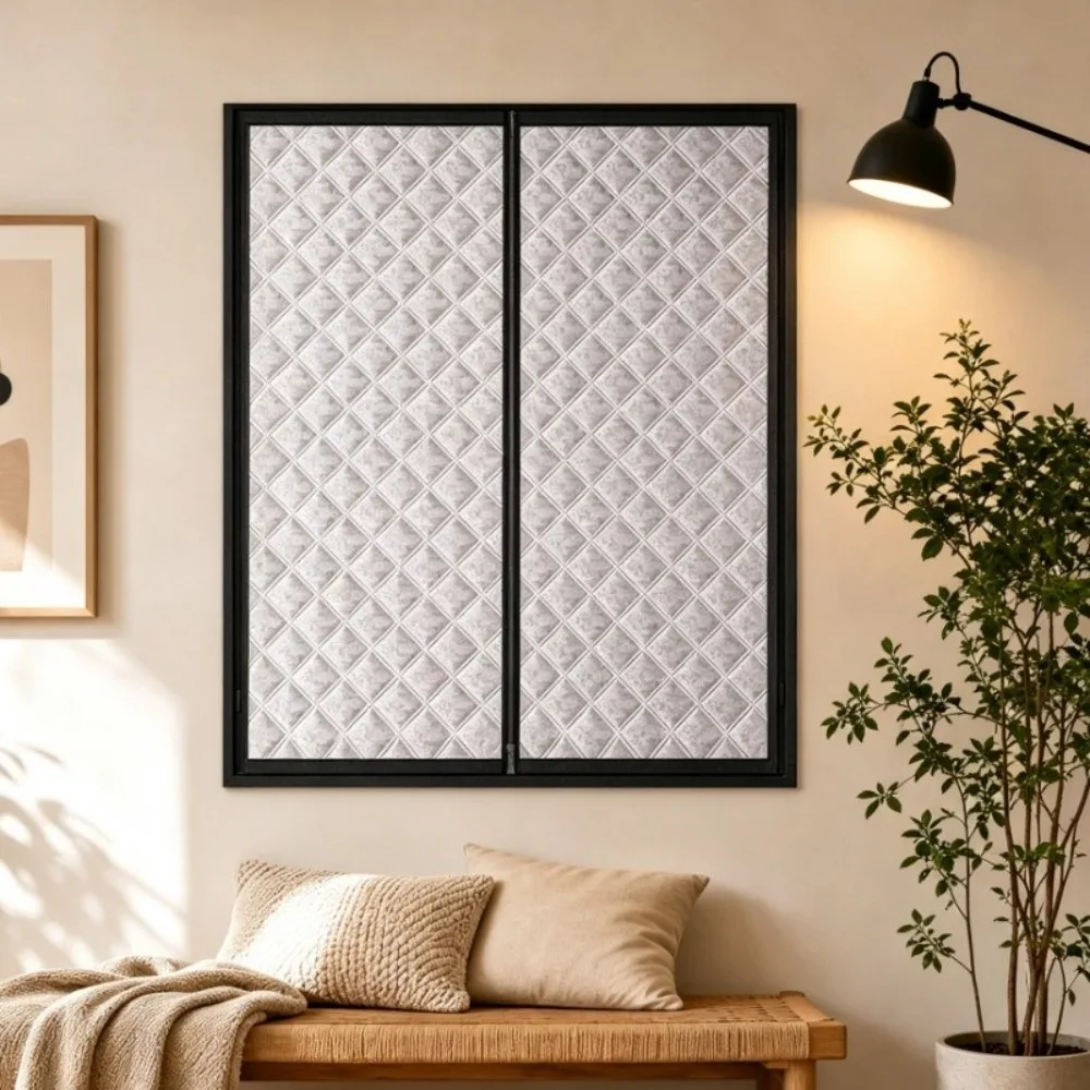 Thickened Material Thermal Insulation Curtains Graphene Coating With Zipper Windproof Curtains Sealing Design Heat Insulation