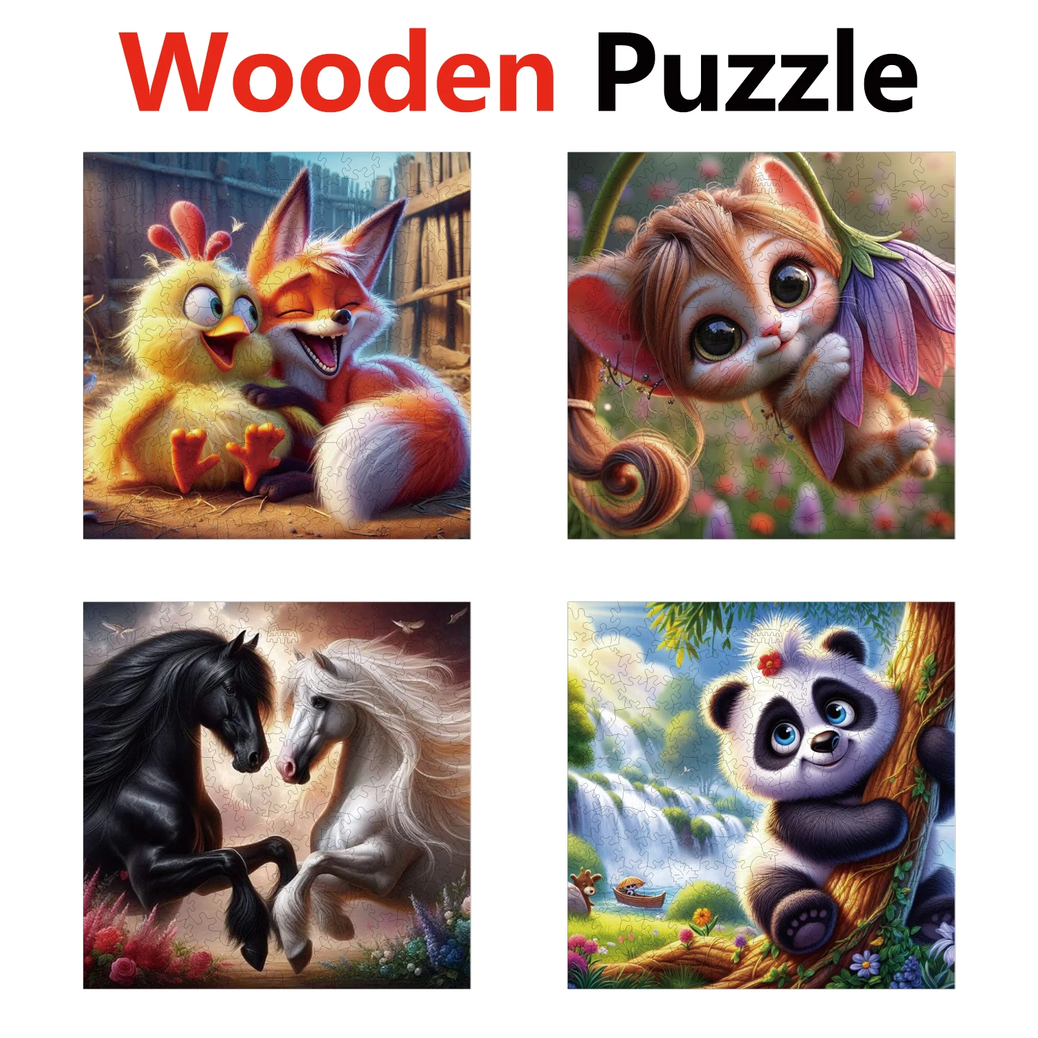 

Fox Horse Bear Animal Puzzles High Quality Jigsaw Puzzle Wooden Puzzle Best Christmas Gift