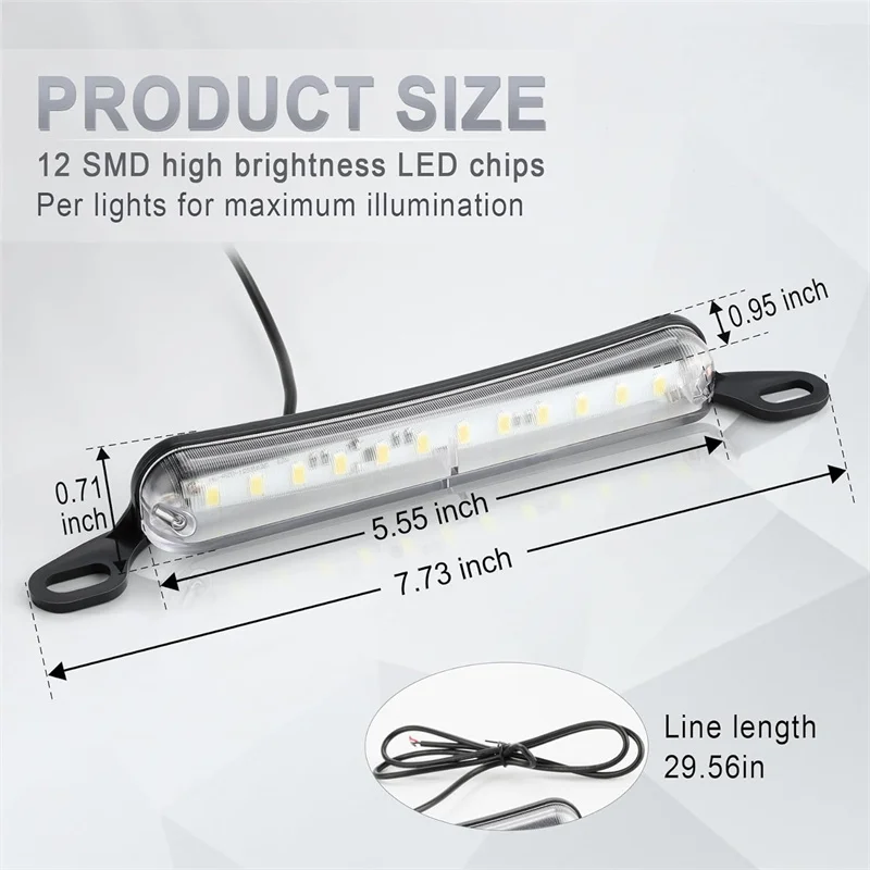 ● License Plate LED Light, Extremely Bright Assembly For Trailer UTV ATV Truck RV Boat