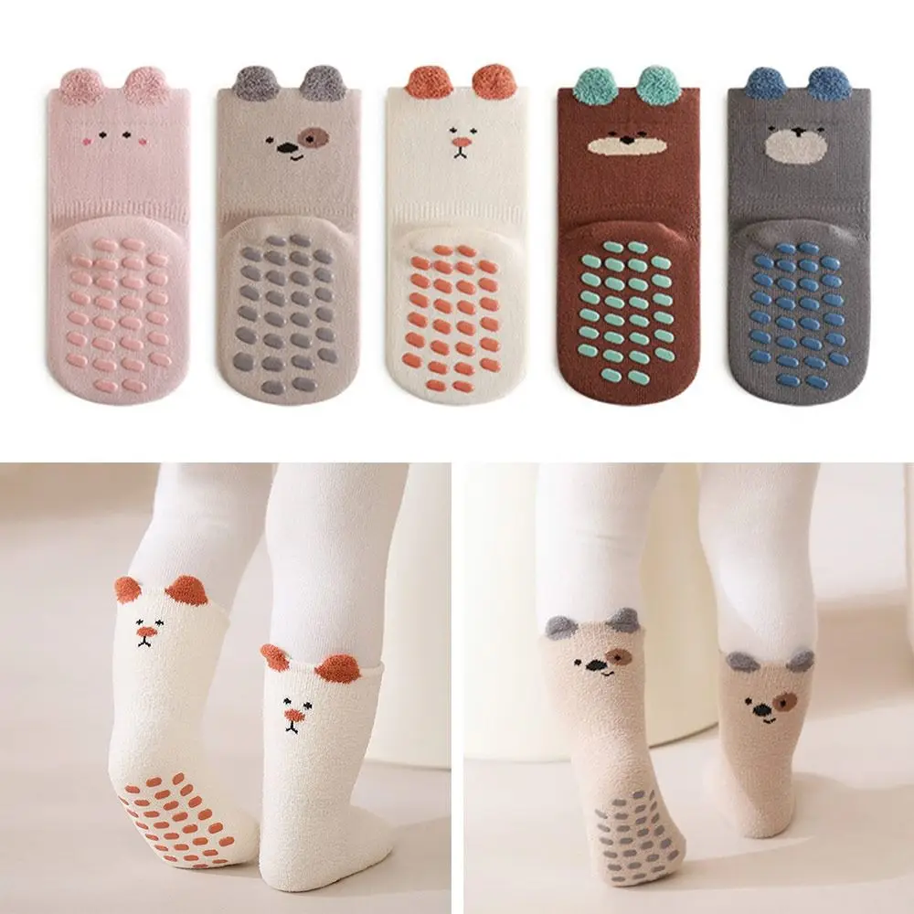 

Модные зимние детские носки, теплые мягкие носки для малышей, милые утепленные противоскользящие носки с героями мультфильмов, напольные