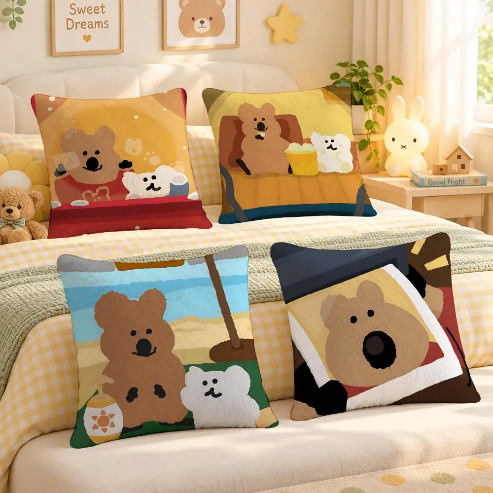 Mascot Dinotaeng Quokka Cute Cushion Cover Personalized Soft Plush Pillow Living Room Home Sofa Bedroom Office Car Cushion
