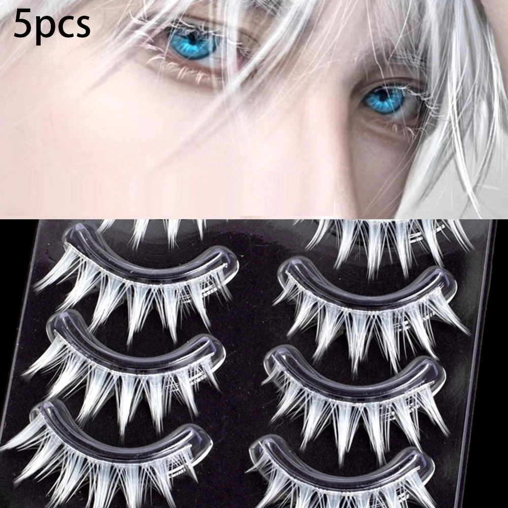 

5/10 Pairs White Comics False Eyelashes Set Cosplay Show Natural DIY False Lashes Extension Reusable Manga Eye Makeup