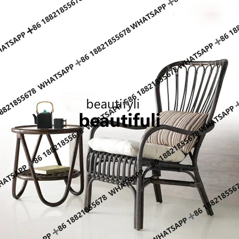 Rattan Chair Natural Real Rattan Rocking Chair Elderly Recliner Balcony Living Room Home Nordic Couch